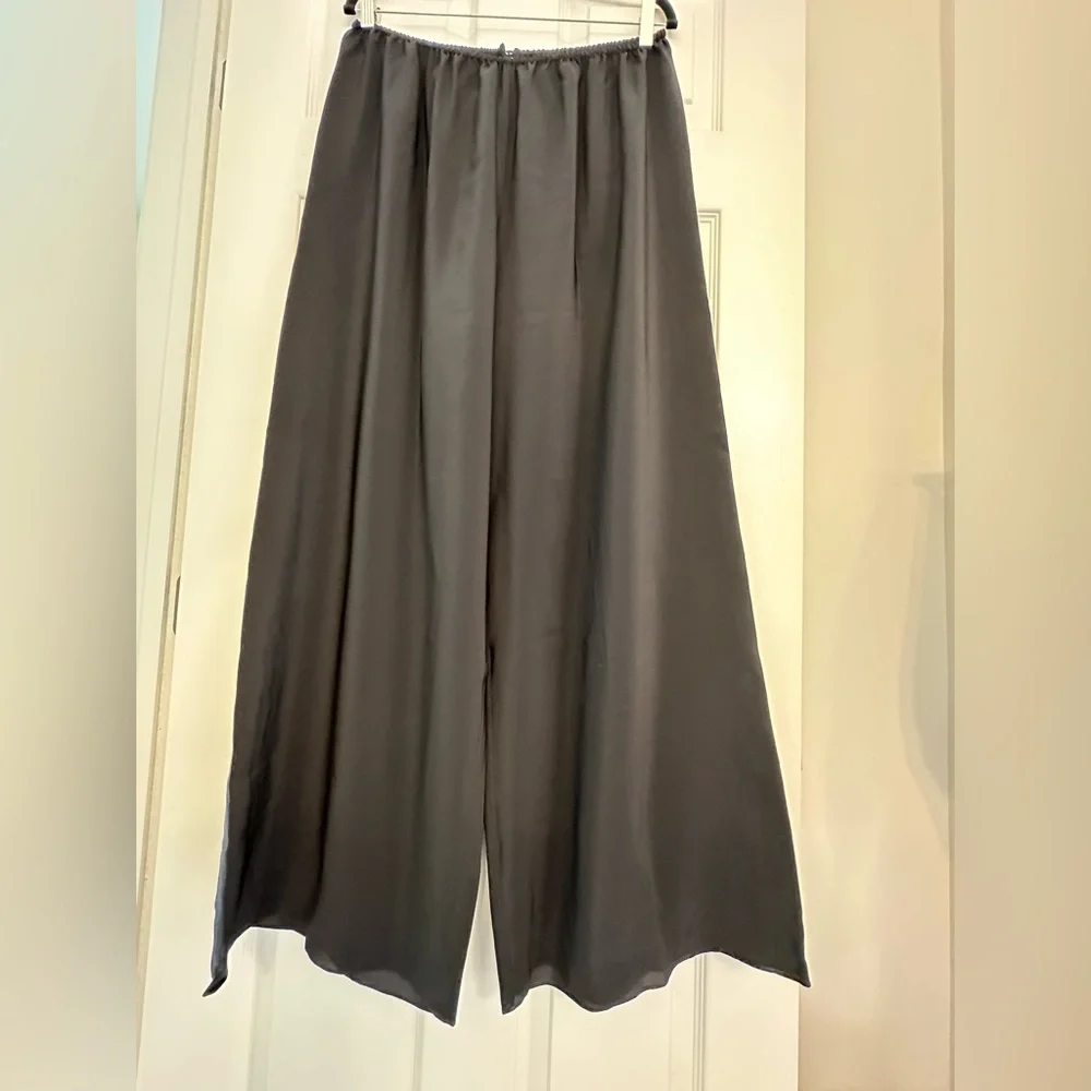 Rosamosario 100% Silk Crepe Palazzo Trousers Black Silk Palazzo Pajama Pant - Picture 1 of 14